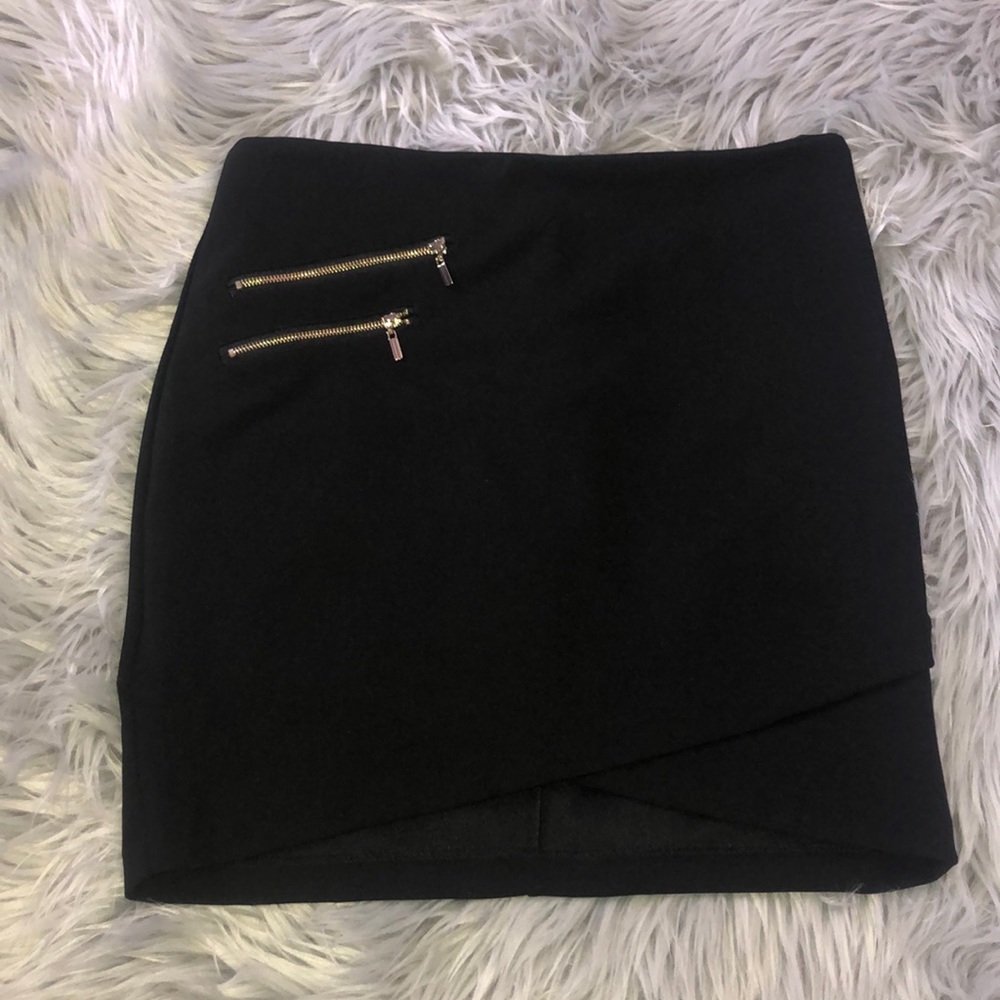 NEW W TAG Dynamite Asymmetric Mini Skirt in Jet Black
